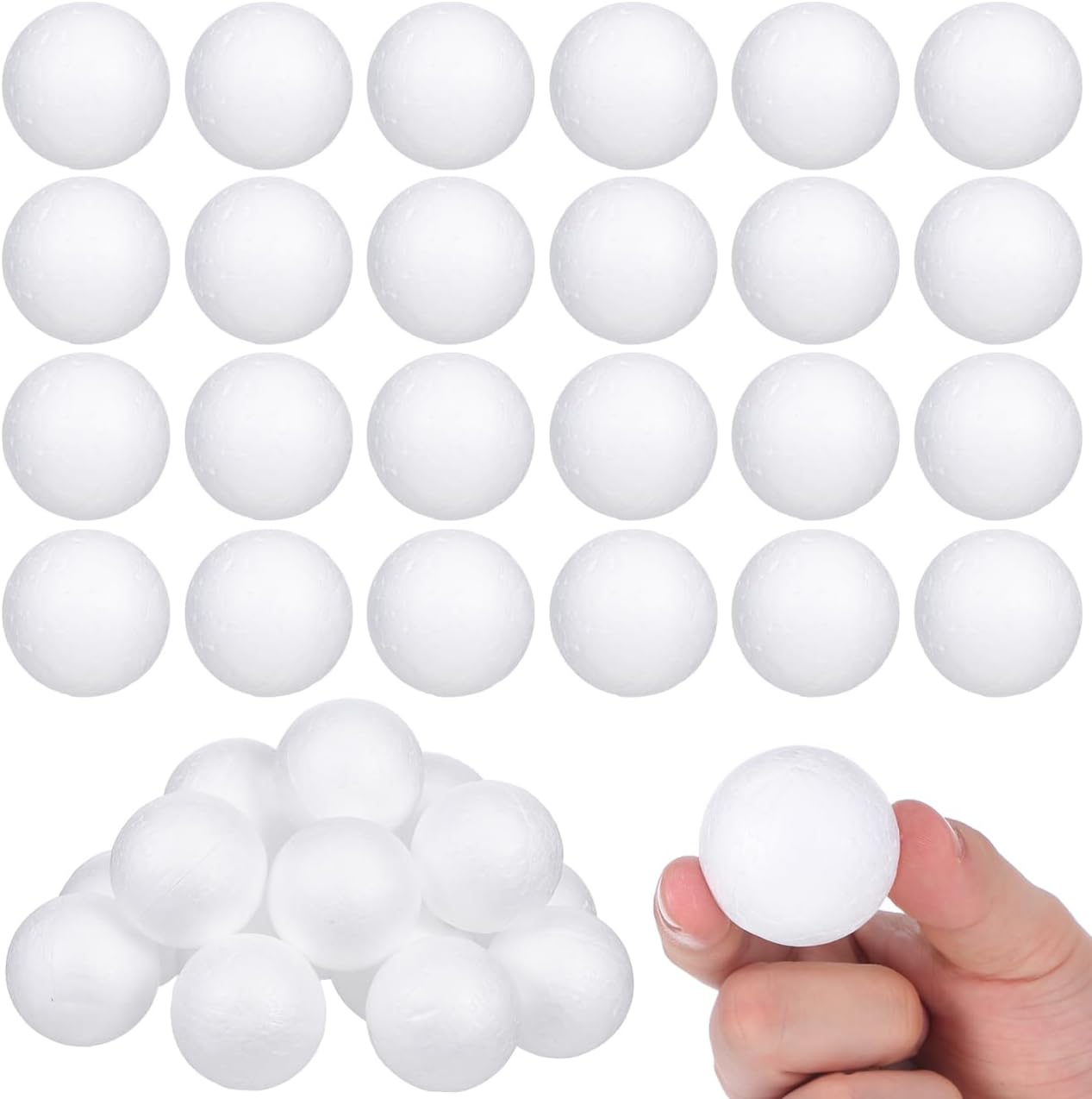 Zerodeko 100 Pcs 1.49 Inch Craft Foam Balls White Solid Spheres for DIY Art Projects Molecular Model Making Christmas Tree Ornaments Wedding Party and Festive Decorations