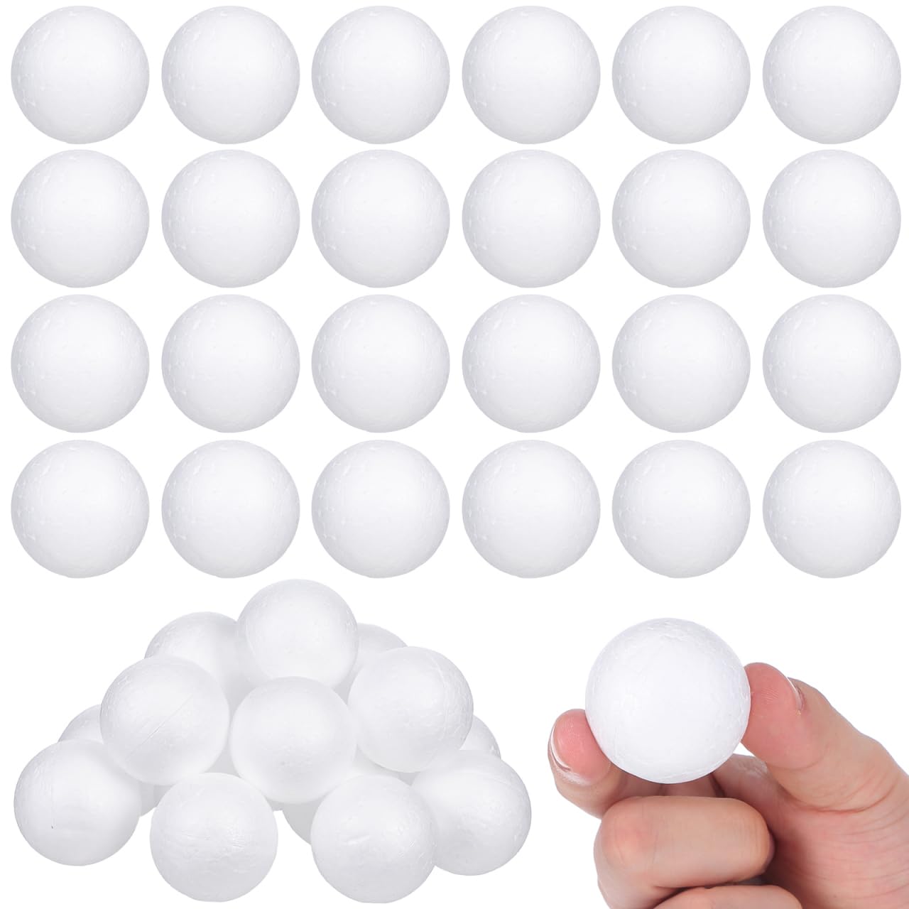 NUOBESTY 100Pcs White Polystyrene Craft Balls, Round Foam Spheres, Can Be Cut or Pinned, for DIY Craft Activities and Festive Decorations