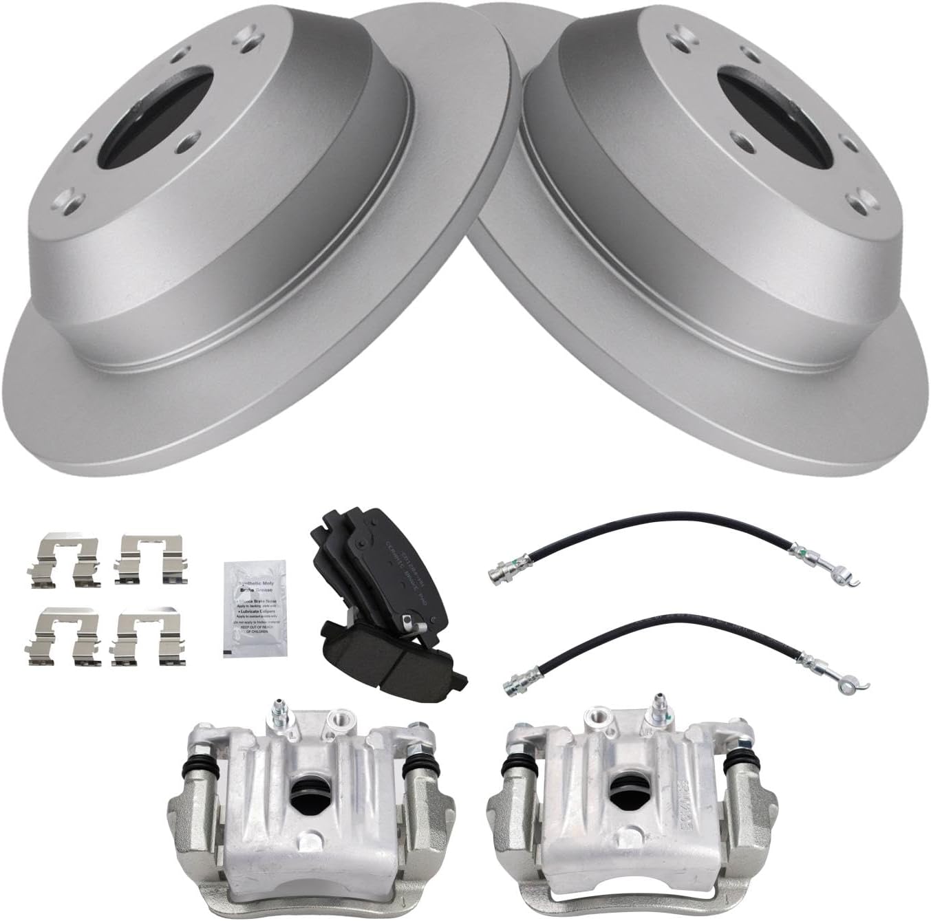 TRQ Rear Brake Pad & Rotor Kit Ceramic Premium G-Coated Compatible with 2014 Kia Sorento