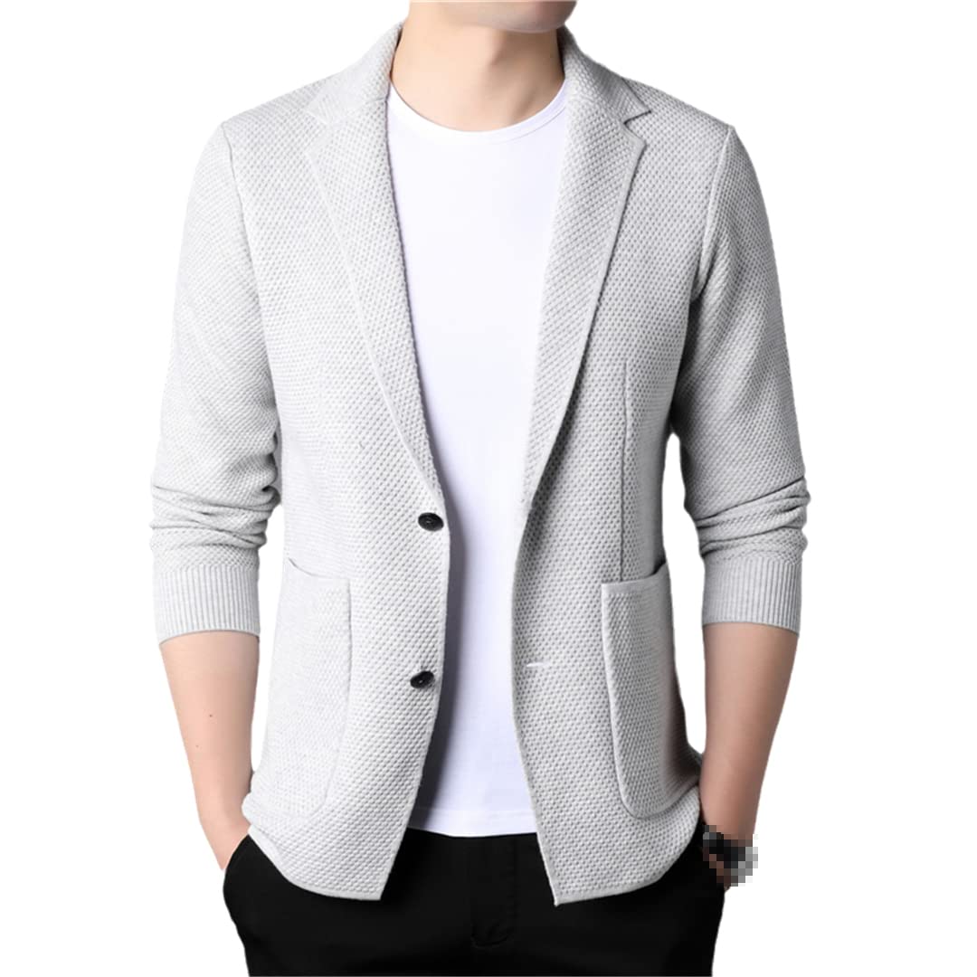 Suéter de otoño de los hombres Cardigan cuello grueso abrigo de punto dos botones ropa de moda casual, As Shown, XXXL