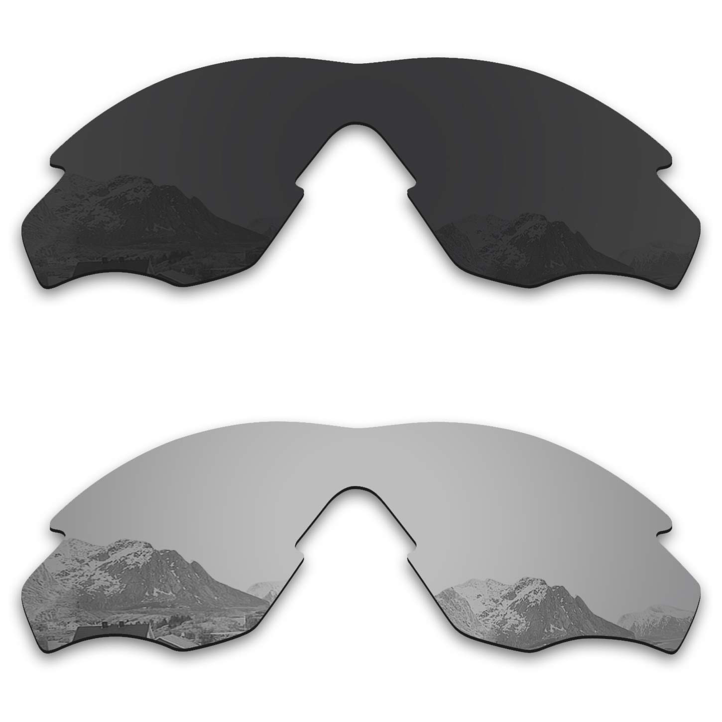 Puzzley Mirror Polarized Replacement Lenses for Oakley M2 Frame XL OO9343 Sunglasses - Retro Black + Silver Mirror