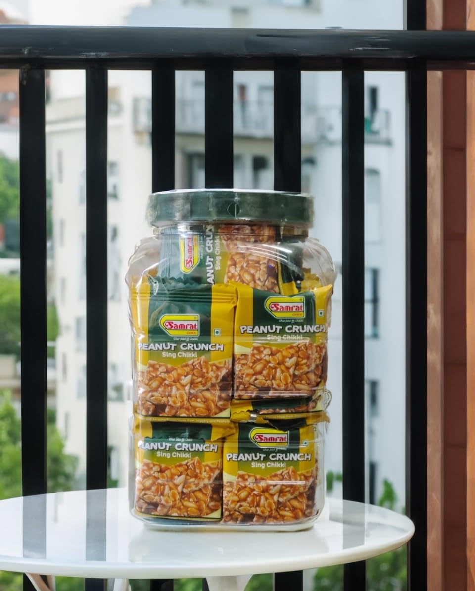 Samrat | Peanut Sing Chikki Indian Sweets |Crunchy Gud Patti and Kadalai Mittai without added colors or preservatives | Indian Sweets & Snacks-720g 1
