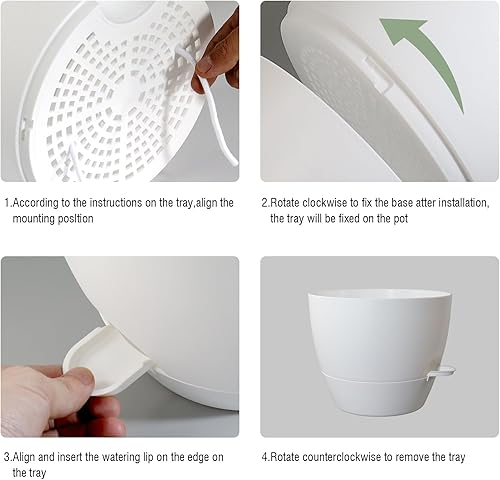 Miniatura 5 de Mornyray Macetas de riego automático de 10987 pulgadas, juego de 4 macetas con depósito profundo y agujeros de drenaje para plantas y flores de