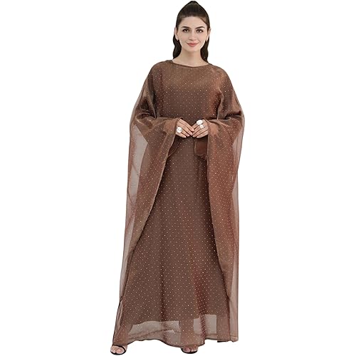 khalat Abaya Dress for Women Muslim Lightweight Organza Rhinestone Prayer Outerwear Loose Flowy Islamic Dubai Abaya Dress