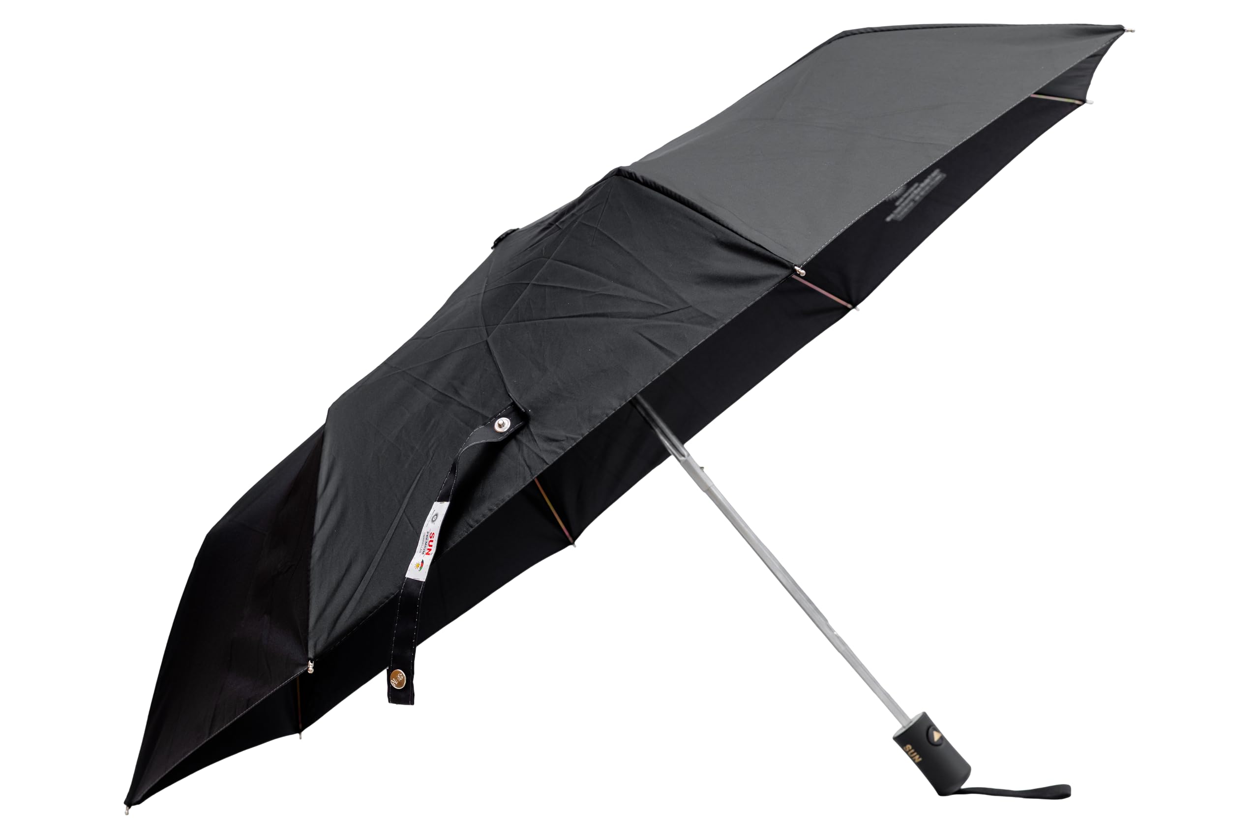 Brand Jet 3-Fold Auto Open Umbrella for Rain Black Classic Compact Travel Umbrella with UV Protection for Men & Women