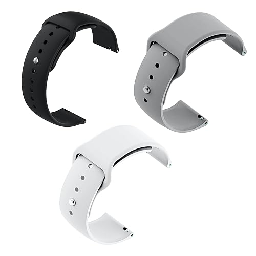 NOTYEX Soft Silicone Strap Replacement Band for Apple || Realme || Boat || Noise || Fireboltt || Amazfit || Samsung || Oneplus Smart Watch Straps (BLACK/GREY/WHITE, 20MM)