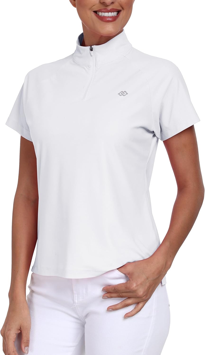 MoFiz Women's Golf Polo Shirt UPF 50+ Sun Protection Quick-Dry Short Sleeve T-Shirt 1/4 Zip Collared Athletic Tennis Tops - Image 3
