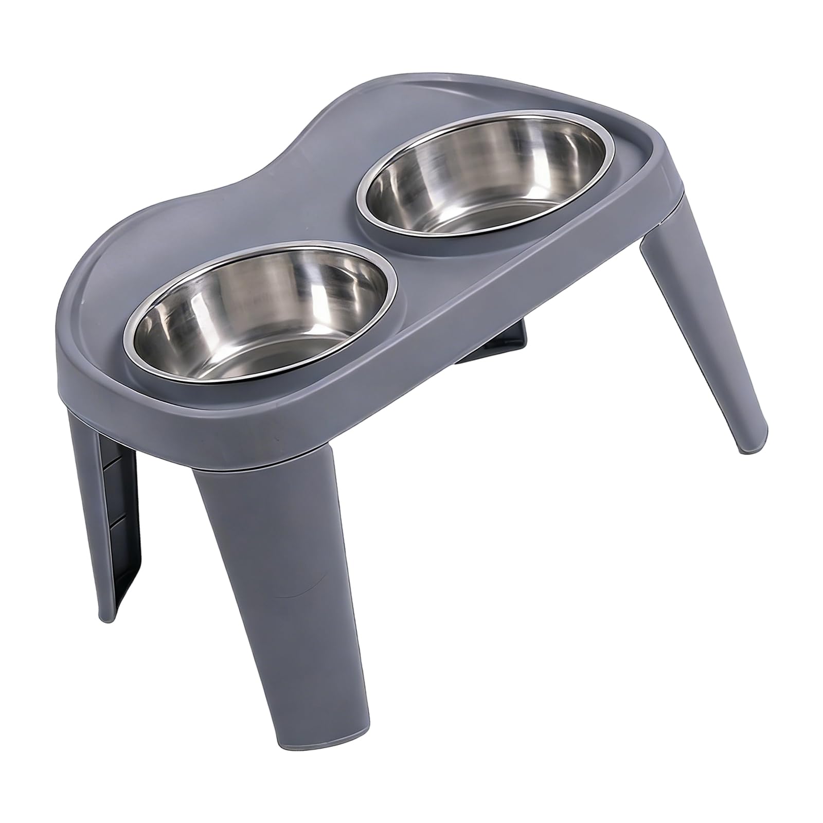 Gamelle pliable portable pour chien - Inserts en acier inoxydable - Facile à nettoyer - Évite la fatigue du cou - Gamelle surélevée pour chien