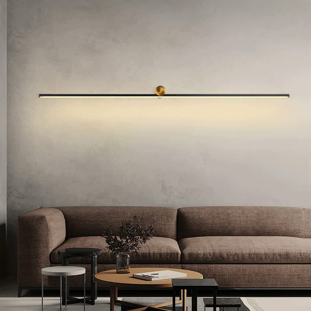 Lampada da parete nera a striscia lunga, applique da parete in metallo ultrasottile con mini faretto, applique moderna a LED, lampade da parete lineari da comodino, applique da parete con illuminazion