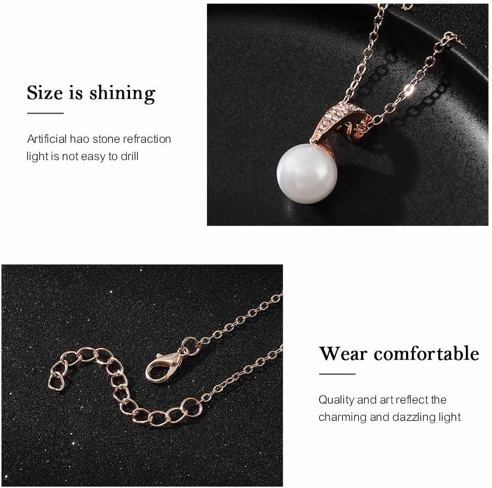 Relandy Wedding Jewellery Necklace Set Silver Pearl Wedding Earrings Set Crystal Bridal Jewelry Sets for Women and Girls - Image 3