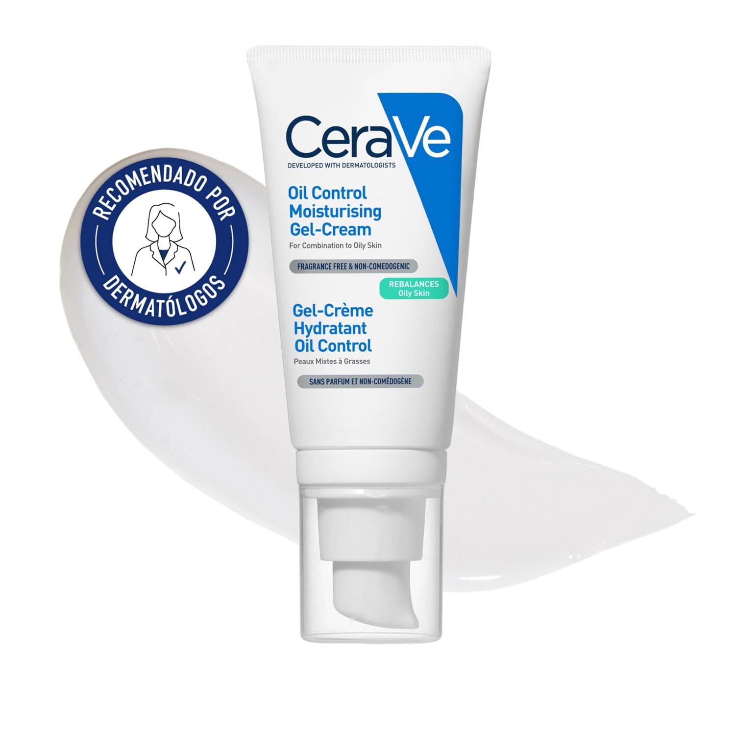 CeraVe Gel-Crema Hidratante Oil Control, Para Piel Mixta a Grasa, Protege, Hidrata, Controla el Brillo, Acabado Mate No Graso, Con Ácido Hialurónico, Ceramidas y Niacinamida, 52ml