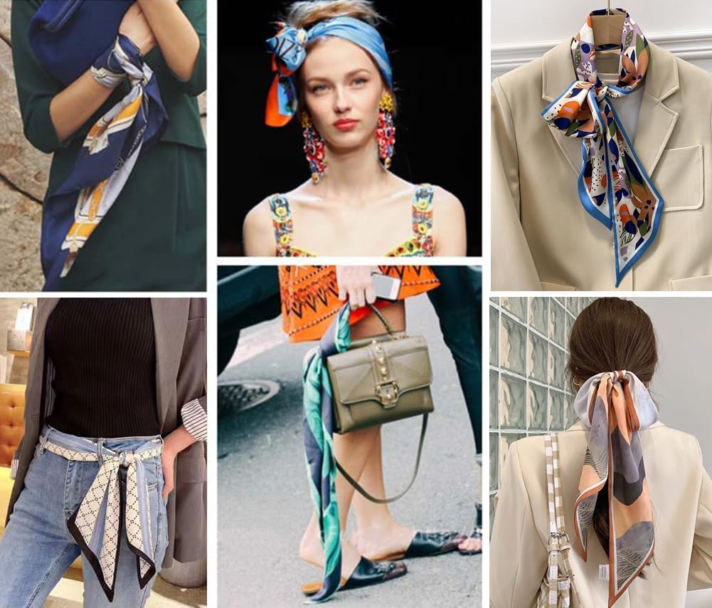 JERLA Mulberry Silk Like Head Scarf Hair band Ribbon Women's Fashion Neck Satin Scarfs for Bag Hair handbag Scarves - Image 4