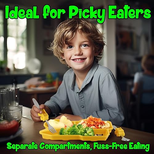 Miniatura 3 de Kids Funwares juego de plato dividido con utensilios para niños, con plato, tenedor y cuchara