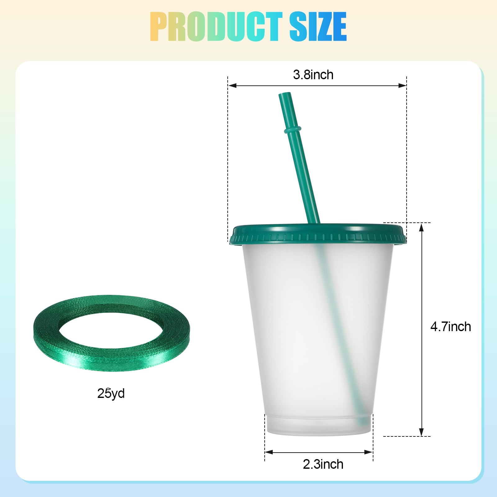 Qinyoung 12 Pack Plastic Cups with Lids and Straws 16 oz Drinking Cups Set Reusable Iced Coffee Tumblers with Stickers for Adult Summer Party(Clear White)
