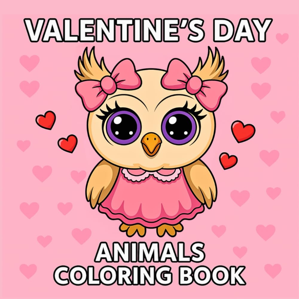 Valentine’s Day Animals Coloring Book: 50 Adorable Valentine Coloring Pages for Adults, Teens & Kids with Cute Animals, Hearts and Lovely Designs (Cozy Seasons Collection)