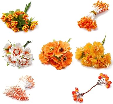 7 Pieces Artificial Flower Stamen Core Fake Plants Flower Stems Handmade Floral Stamen for Wedding Home Decoration