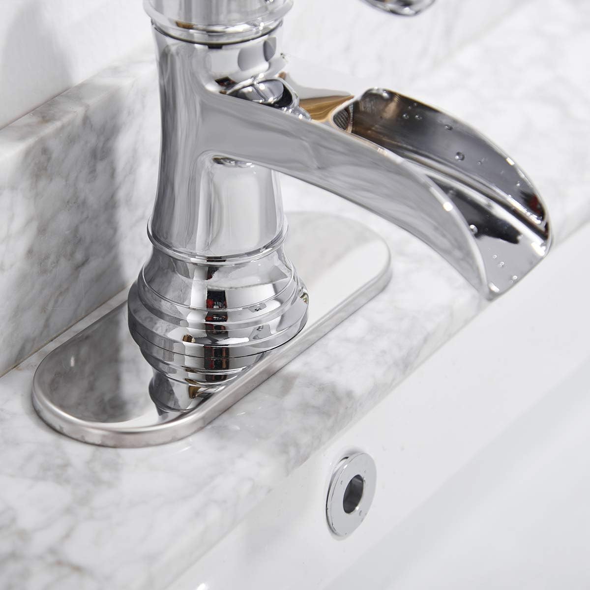 Exclusive Discount 50% Price Waterfall Bathroom Faucet Chrome with Drain Overflow Single Hole One Handle Deck Mount Modern Lavatory Sink Faucet Basin Mixer Tap Commercial Residential Lead-Free Hose Included by Bathadore