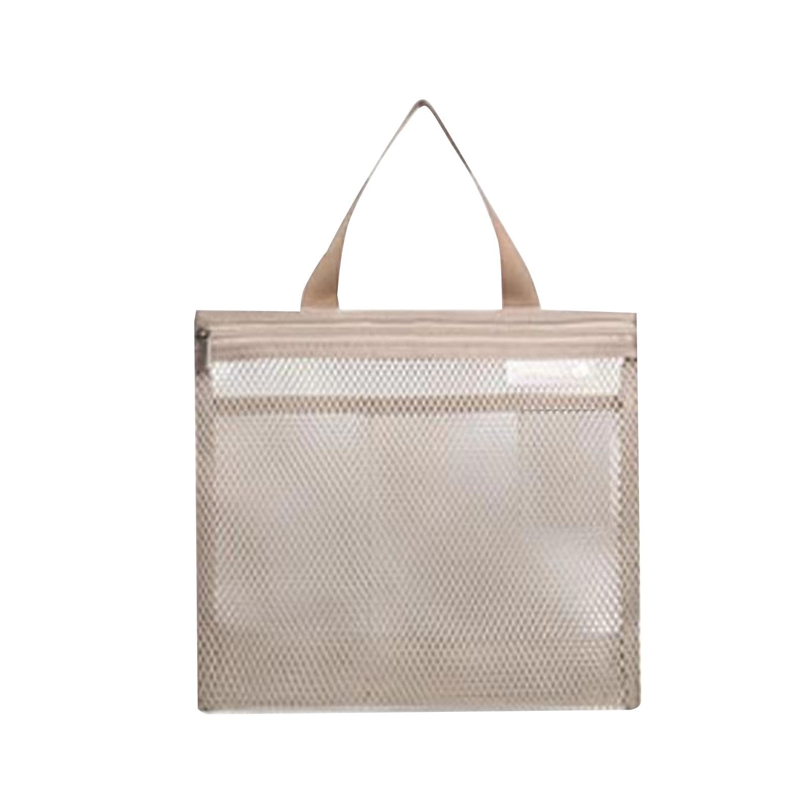 nivaa Mesh Beach Tote Portable Pouch Lady Cosmetic Bag for Hiking Holiday Shopping Khaki-picture-39