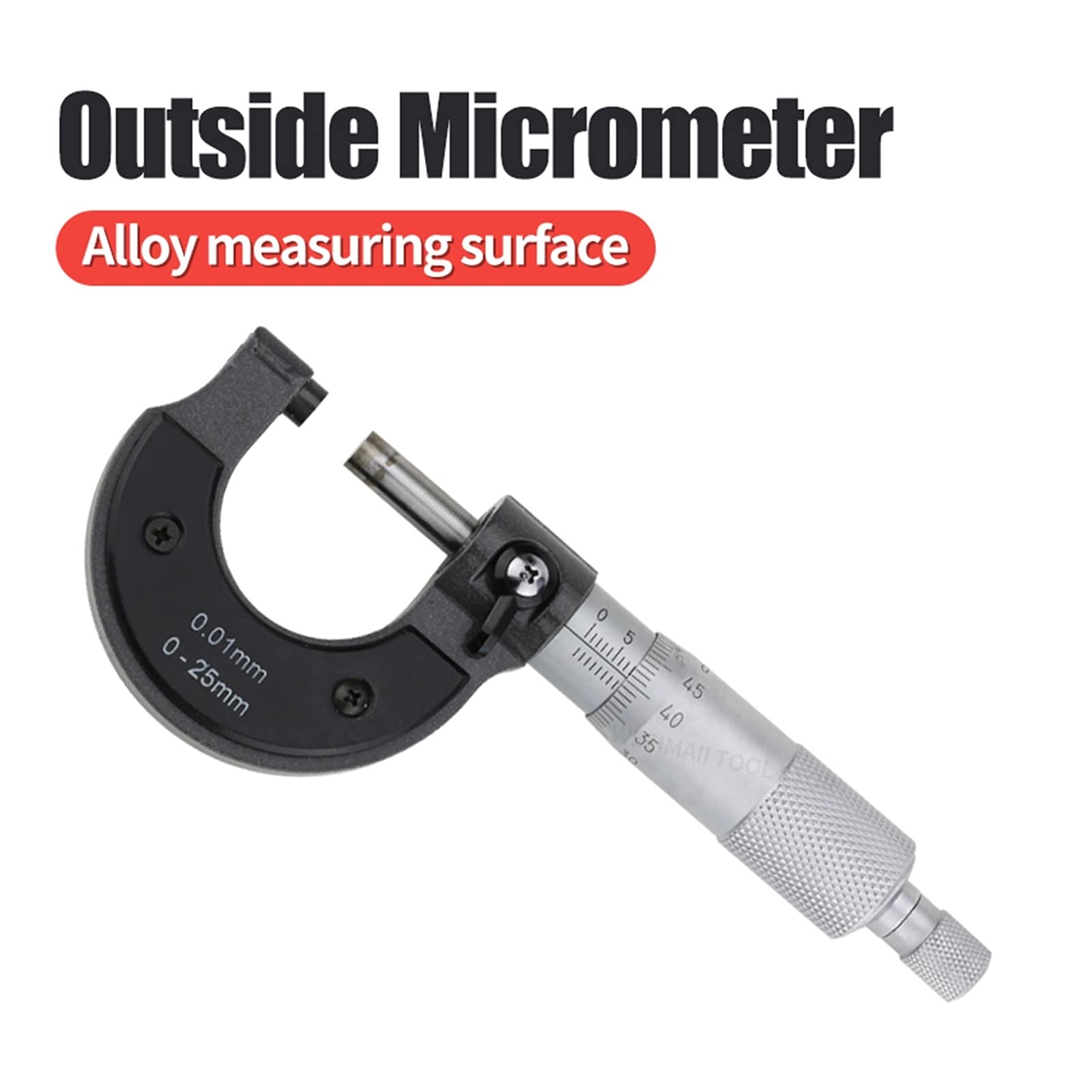 Micrómetro, Micrómetro exterior 0-25mm Medidor de carburo métrico calibrador Herramientas medición Enseñanza(0 25mm Outside)
