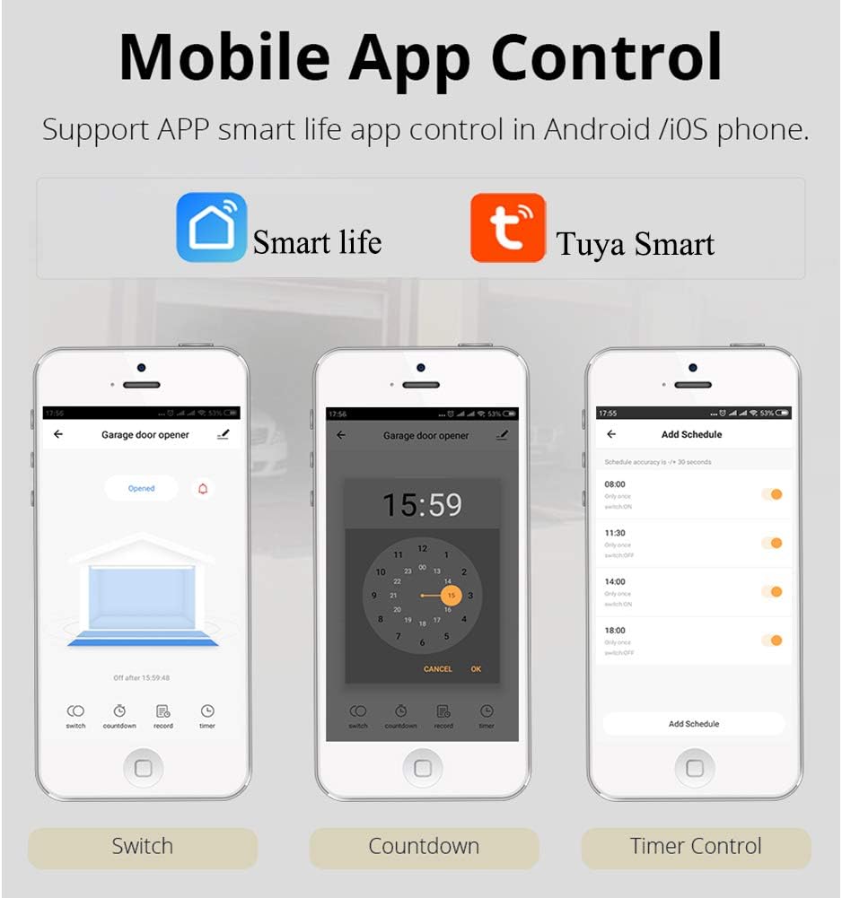 Smartphone app interface for garage door control