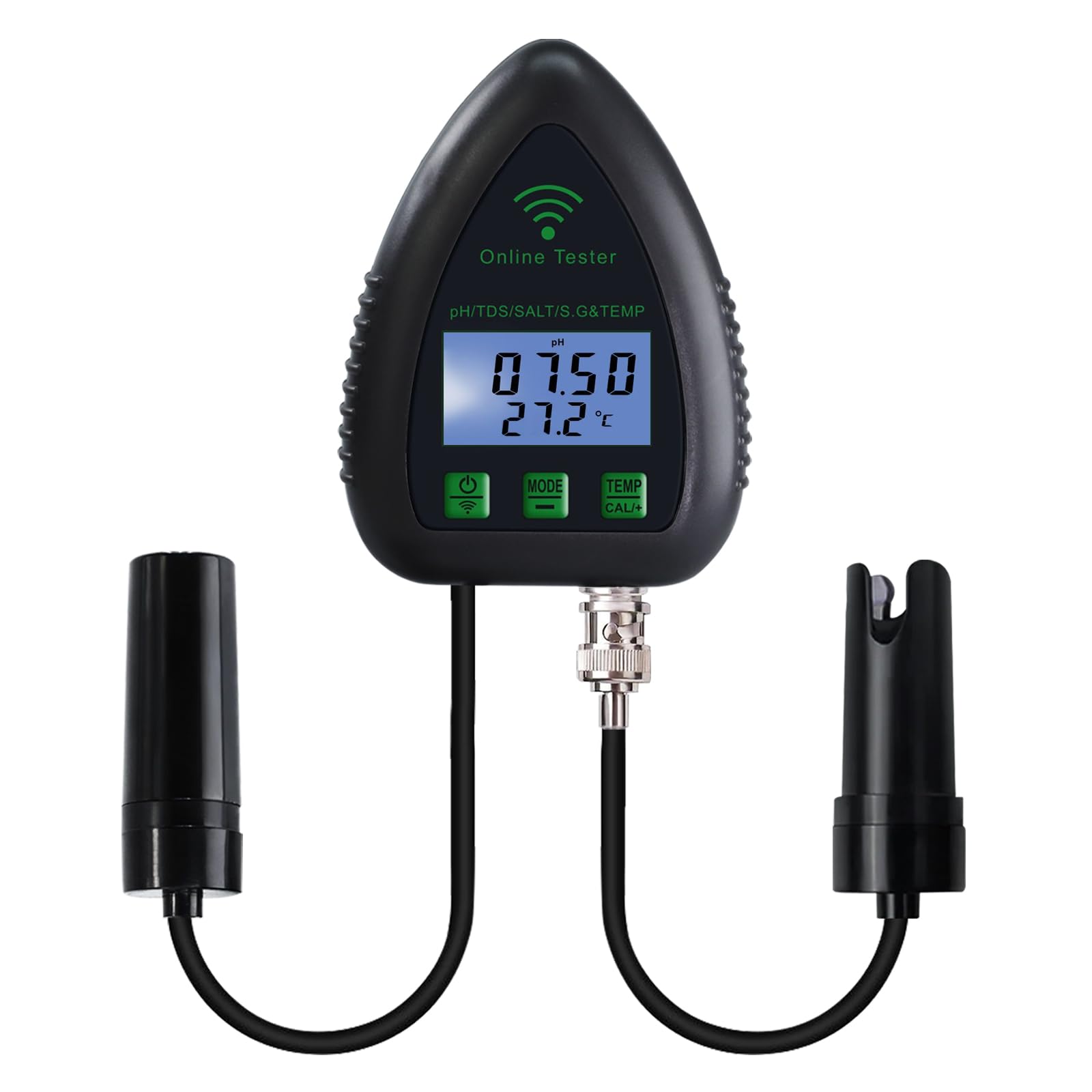 Moniteur de pH WiFi 5 en 1, testeur de qualité de l'eau, pH/S.G/TDS/sel/température 24/7, surveillance hydroponique en ligne avec enregistrement de données et alarme pour aquarium, étang, piscine