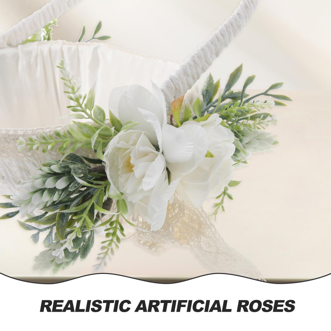 STOBAZA Romantischer Hochzeitskorb Handgewebter Blumenkorb eleganter Griff für besondere Anlässe