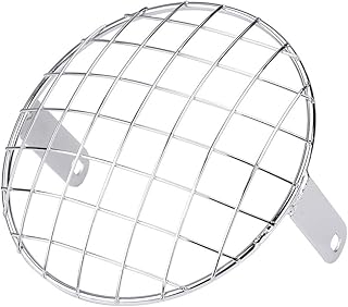 Suuonee Scheinwerfer Abdeckung, Motorrad 7 "Scheinwerfergitter Seitenmontage Universal Abdeckmaske für Cafe Racer(Silber)