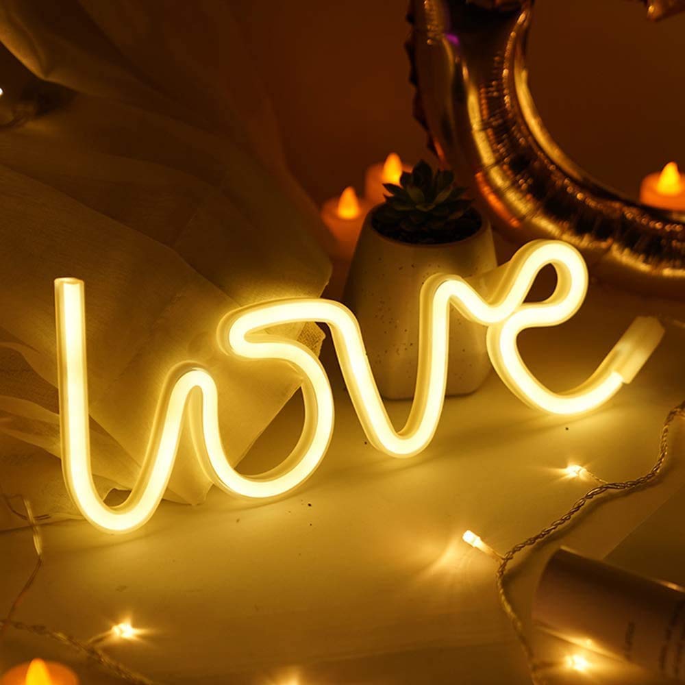 NIYAMAX LED Love Signs Decorative Neon Light (Warm White)