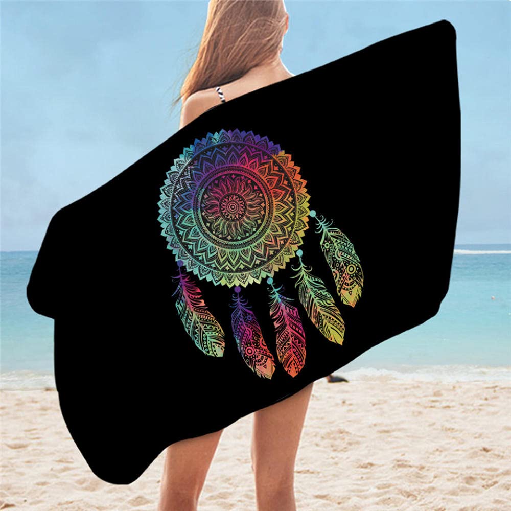 Serviette de plage microfibre aquarelle bleu rose violet rectangulaire 75x150cm pour se baigner