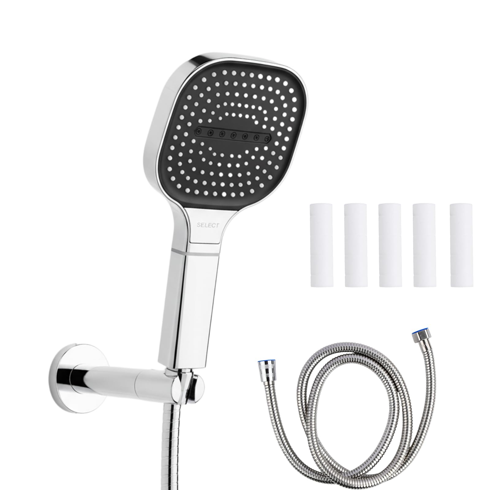 Square High Pressure Shower Head and Hose 1.5M with Filter – Large Powerful Flow Rain Showerhead for Ultimate Shower Experience