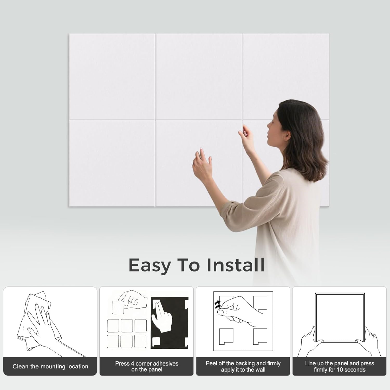 Large Felt Bulletin Board Tiles 36" x 24" Cork Board Alternative 6 Pack with 40 Adhesive Tabs Felt Wall Tiles Cork Boards for Walls Thick Slat Wall Panels for Home Office Classroom Decor