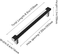 Vista 2 de Paquete de 2 tiradores de gabinete negros y plateados, manijas de gabinete de cocina, herrajes de gabinete de aleación de zinc, tiradores
