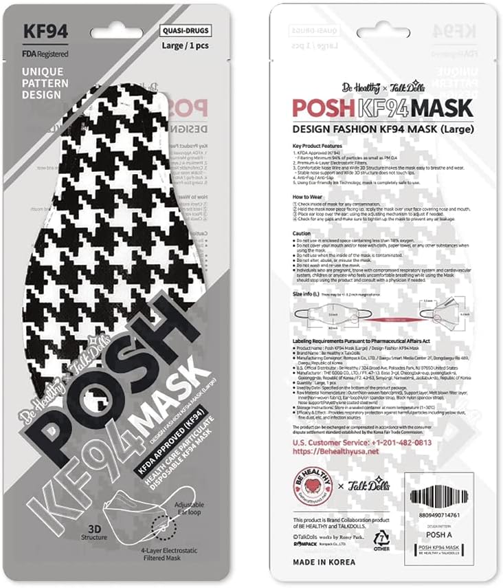 Posh KF94 Mask - Brooklyn (A01) [Pack of 10]
