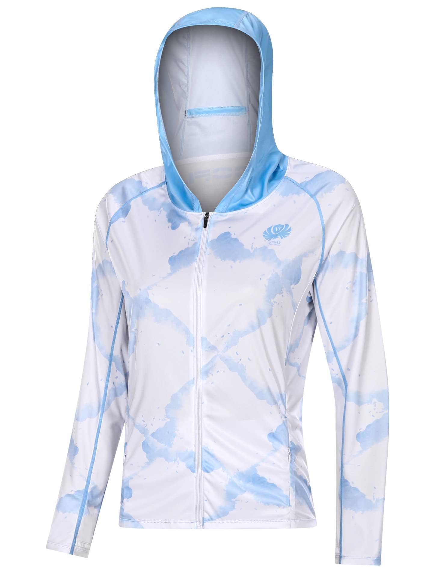 Women's UPF 50+ Sun Protection Shirt Printed UV Hoodie Jacket Full Zip with Pockets