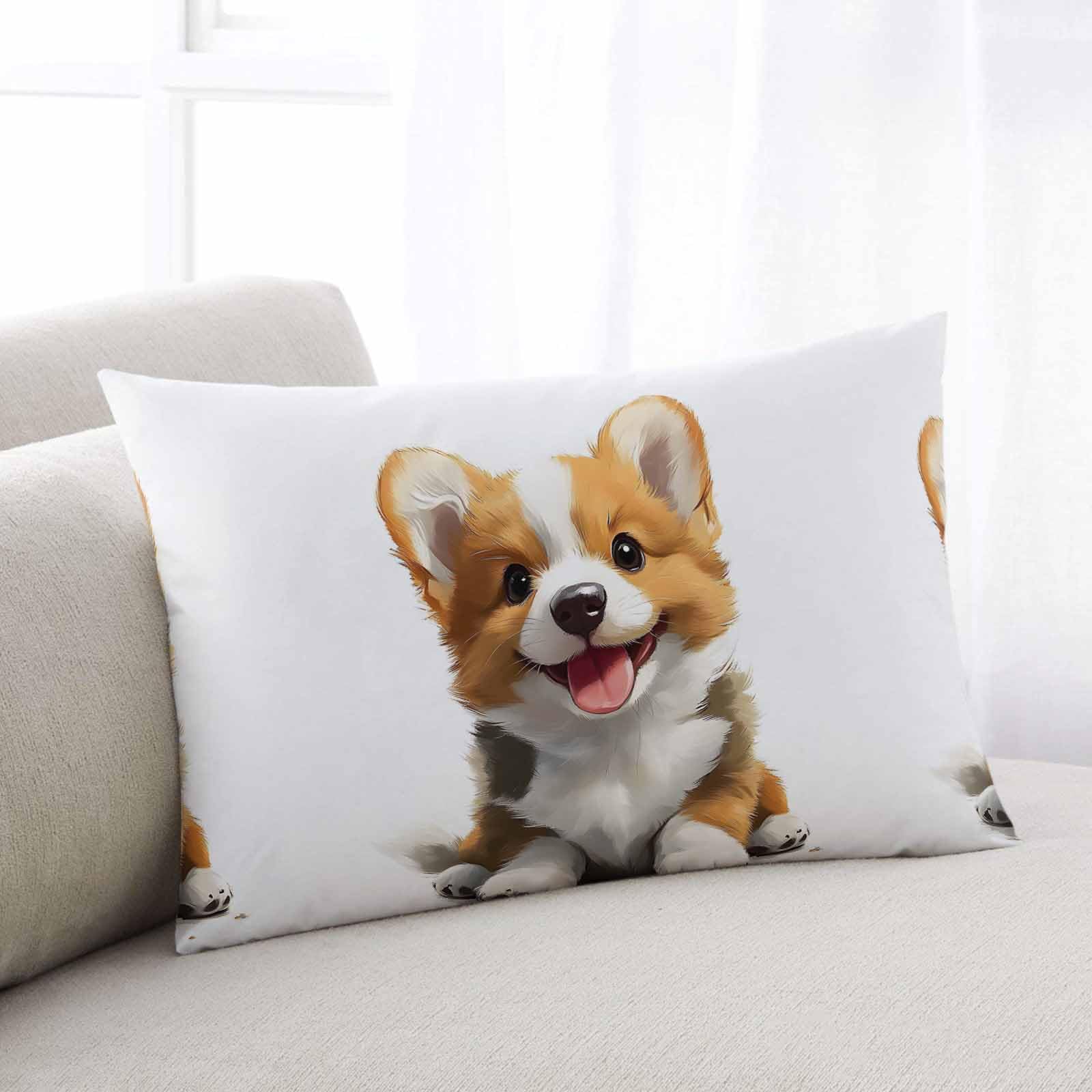 Pillowcase 16x24 Inch Puppy Cartoon Style Cute 1 Soft Brushed Microfiber Pillow Covers with Hidden Zipper Closure Bed Pillow Shams for Bedroom Sofa Car, 1pcs