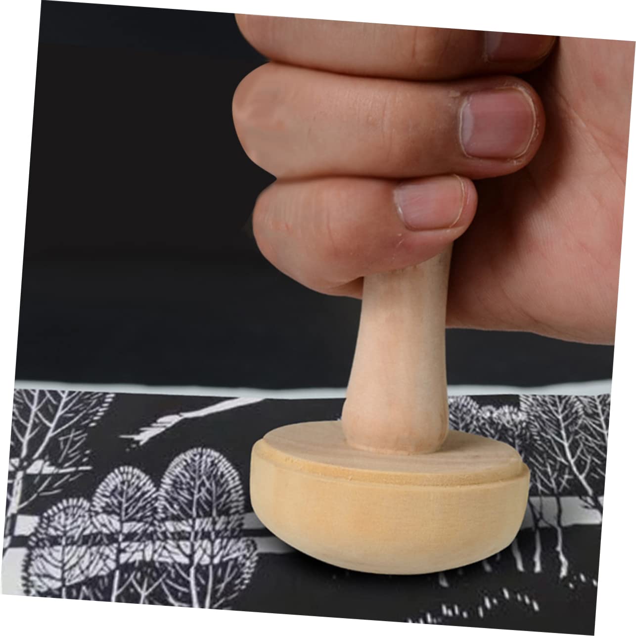 Operitacx Wooden Mushroom Roller Printing Ink Rubbing Art Printmaking Supplies Sturdy and Sturdy Comfortable to Hold Design