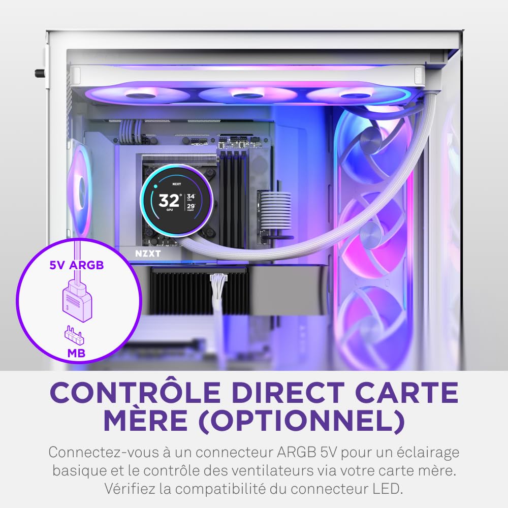 NZXT F360U Ultra - Ventilateur monobloc 360mm Multi-Zone RGB - Blanc
