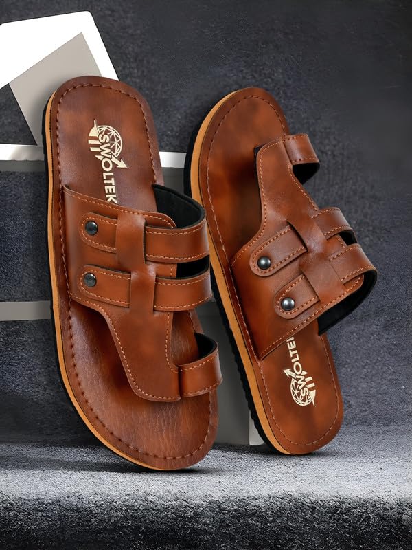 Image of Stylish Flip Flops and Slippers for Men | Comfortable & Lightweight Rubber Chappals Anti-Skid, Durable, Casual Footwear for Home & Outdoor Use (ALL-SWOLTEK-SL-25-01-SL-25-01 PT)