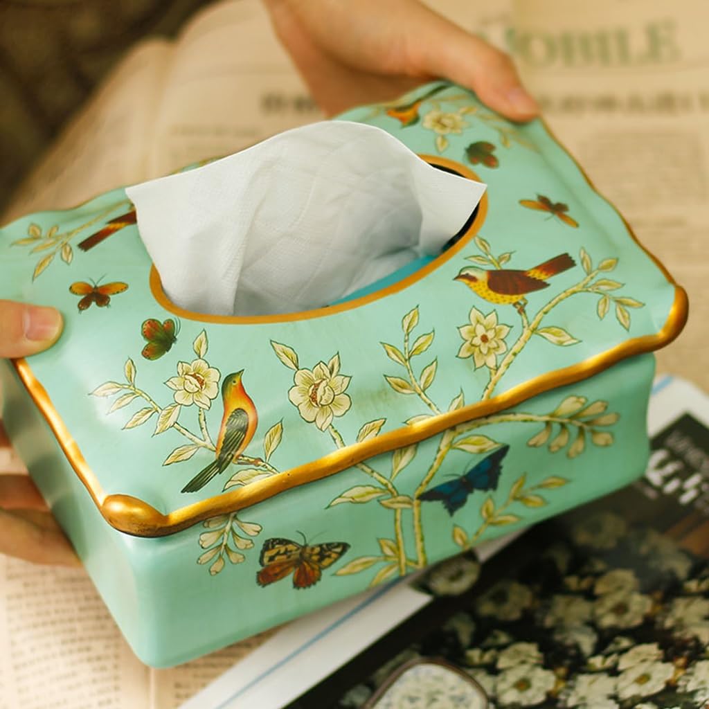 ULTRAWAVE Pudełko na chusteczki stolik do herbaty do salonu szuflada do domu stół szuflada papierowa dekoracja ceramiczna pudełko na chusteczki lekkie retro luksusowy uchwyt na chusteczki dekoracyjne