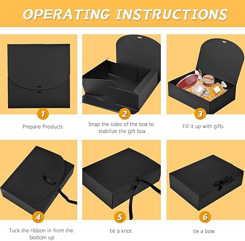 Miniatura 7 de WLUSEAXI Paquete de 15 cajas de regalo con tapas, 10.6 x 7.8 x 3.1 pulgadas, cajas de regalo negras para regalos, cajas de papel kraft para bodas,