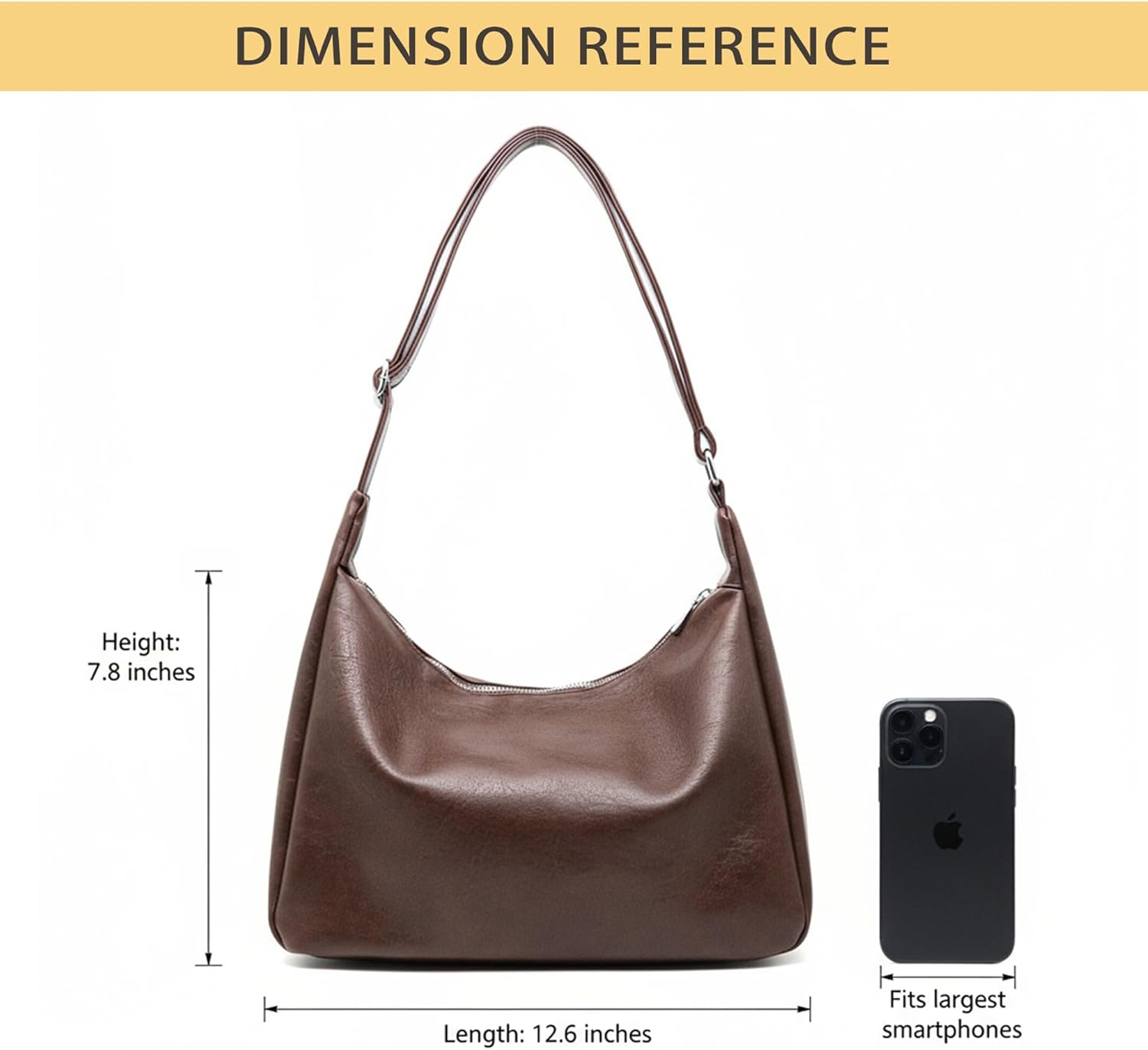 Slouchy Hobo Bags for Women Vegan Leather Shoulder Handbag Brown Everyday Purse Daily Crossbody Purses - Image 6