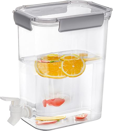 Elsjoy Dispensador de bebidas de plástico con espita, dispensador de bebidas de 1.2 galones, contenedor de bebidas frías para té helado, limonada,