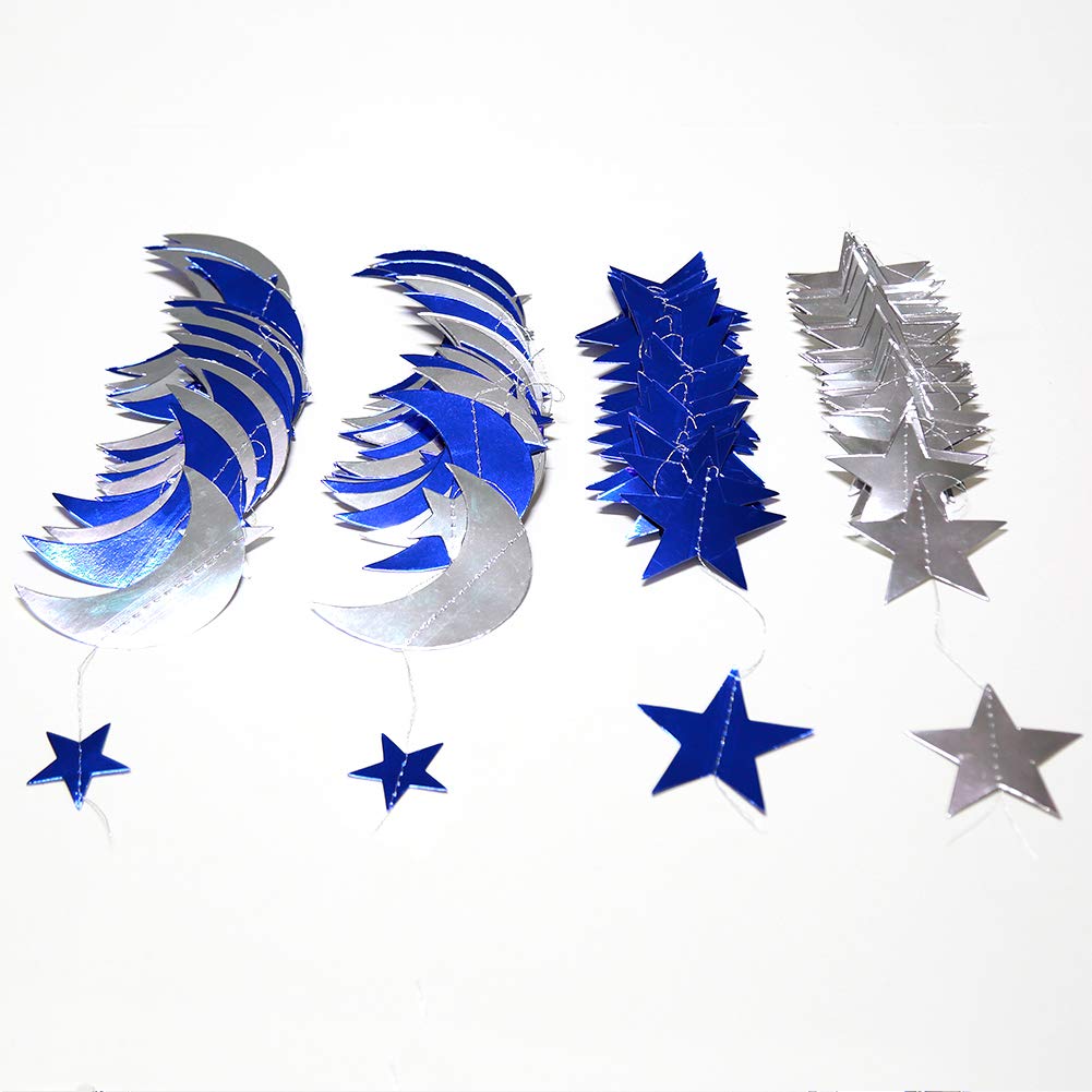 MesaSe 4 Pcs 13Ft Gold Star Moon Garland, Hanging Garands Streamers Banner Backdrop For Twinkle - View #5