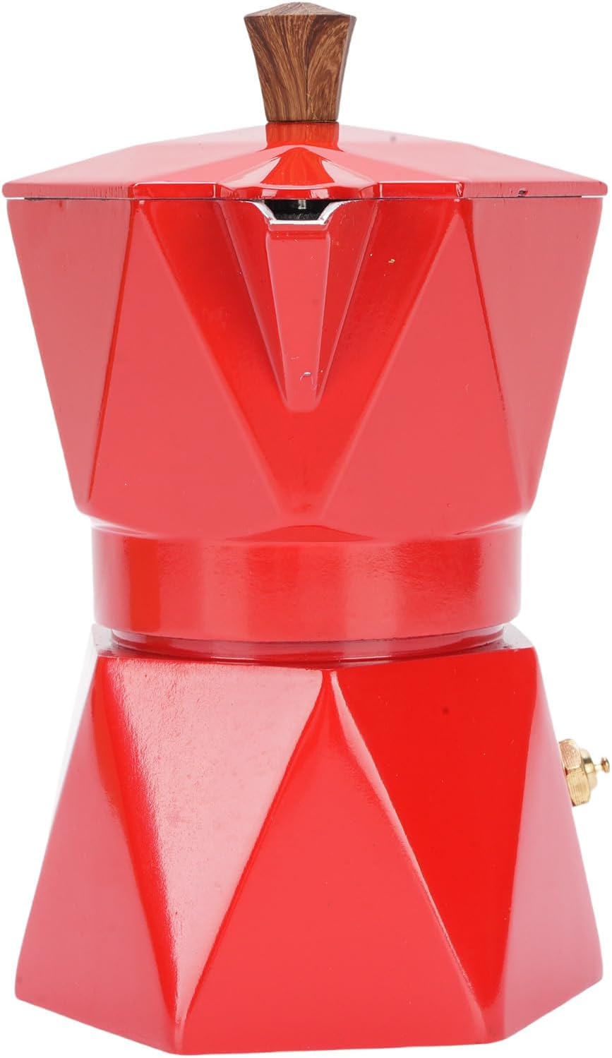 Zunate Italian Coffee Maker, Aluminum Dual Valve Stovetop Pot for 2 Cup Brewing, Heat Proof Handle, Suitable for Gas and Electric Stoves, Red (Red)
