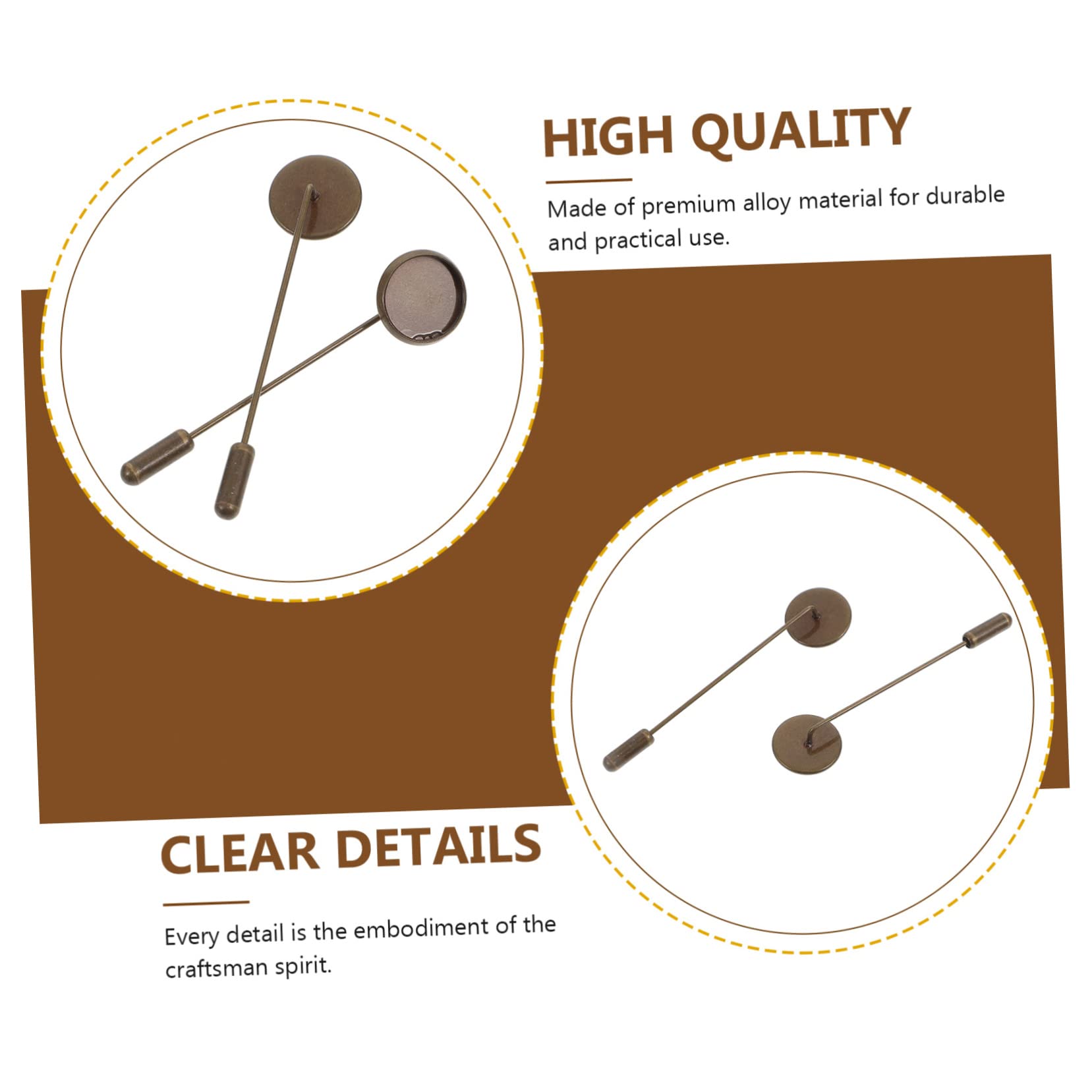SEWOART 10pcs Round Tray Lapel Pin Sticks for Diy Jewelry Making Brooch Pin Sticks for Crafts Clothing Accessories and Custom Designs