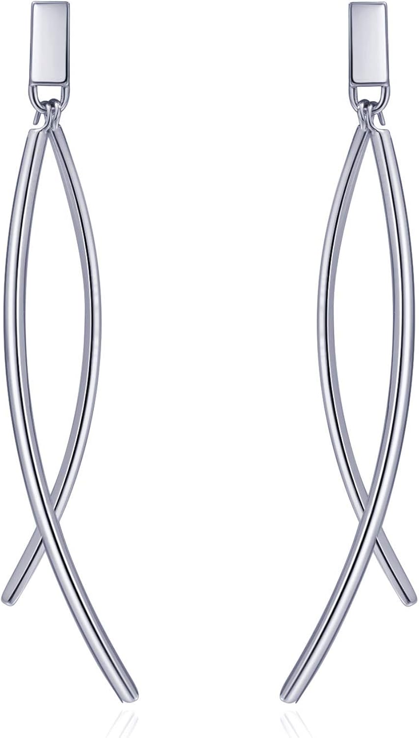Pendientes de barra Pendientes colgantes de plata esterlina Pendientes colgantes para mujer Simple