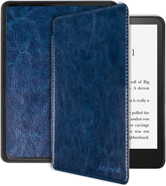 Miimall Kindle Paperwhite 第11世代 ケース 2021Newモデル Kindle Paperwhite 第11世代 カバー ハンドストラップ付き スマートOFF/ON マグネット開閉 防衝撃 PUレザー Kindle Paperwhite 2021対応(ダークブルー) - 1