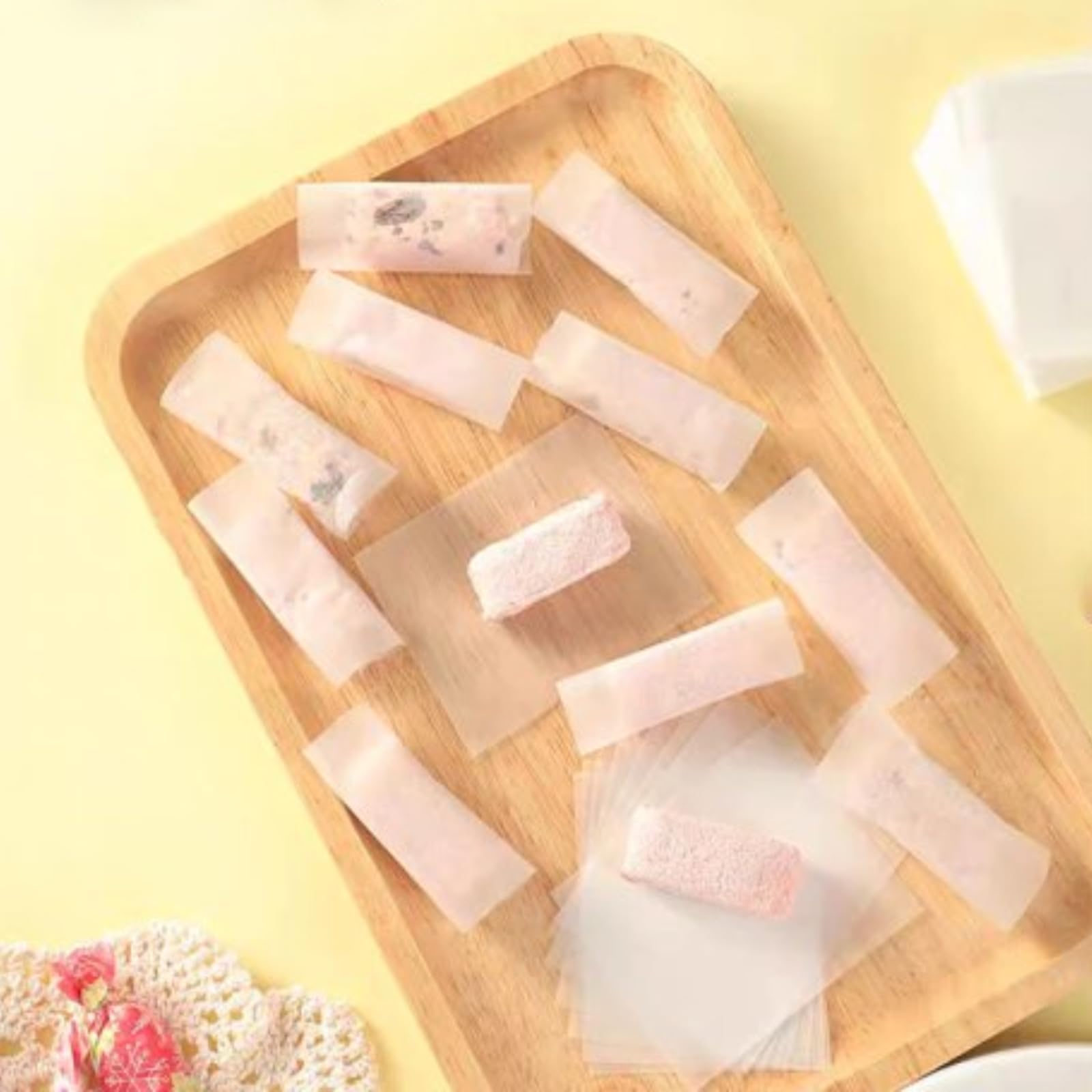 Fogli Di Riso Alimentari, Carta Commestibile Wafer Paper, Torrone Paper, Carta per Cialde, Fogli per Confezionare Caramelle Fatte A Mano(500 Pezzi)