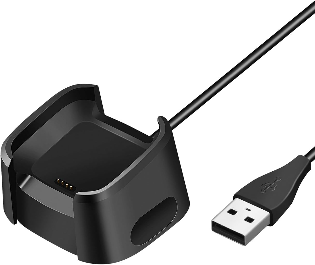 Fitbit Versa Charger 1 Pack, 3.3ft/100cm Replacement Power Charging Cord USB Charging Cable Charger Dock Stand Cradle Adapter Station for New Fitbit Versa Smartwatch, Black