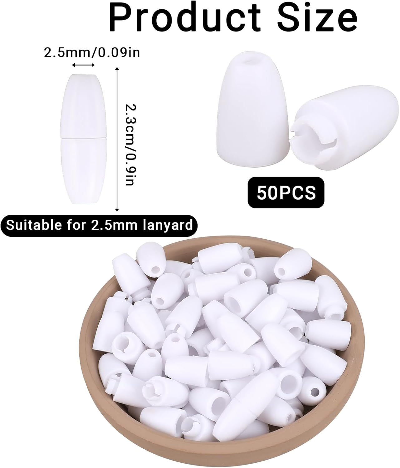 50 Sets Breakaway Clasps for Necklaces Safety Plastic Bead Connectors for Jewelry Making (White) - Image 2